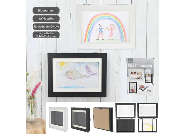 Flexibler Bilderrahmen, aufklappbar, für 50 DINA4 Bilder - Doppelseitige Präsentation TK Gruppe® Grosshandel 