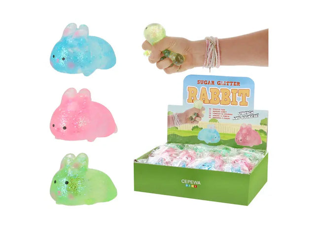 Flexibler Langohr Sugar, 3er-Pack, ca. 4x9cm: Niedliche Stretch-Hasen-Spielzeuge für Spaß und Freude TK Gruppe® Grosshandel 