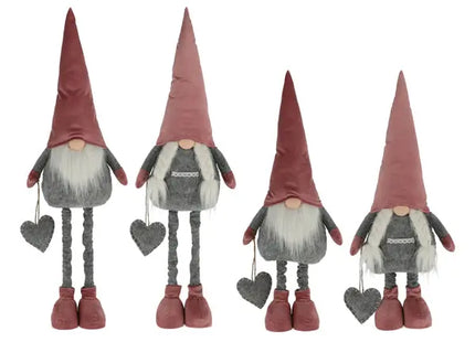 Flexibler Rosa Wichtel Udo mit Teleskop-Beinen, verstellbar bis 80 cm - 2 Stück Set TK Gruppe® Grosshandel 