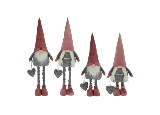 Flexibler Rosa Wichtel Udo mit Teleskop-Beinen, verstellbar bis 80 cm - 2 Stück Set TK Gruppe® Grosshandel 