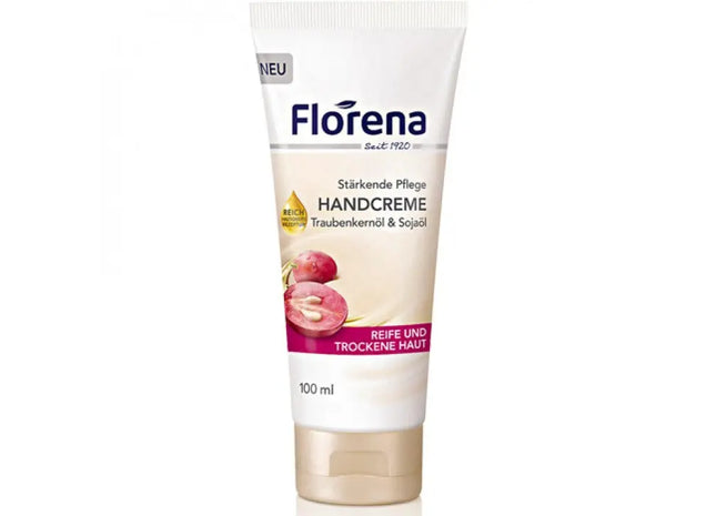 Florena Handcreme mit Traubenkernöl, 100 ml Tube – Natürliche Pflege für geschmeidige Hände TK Gruppe® Grosshandel 