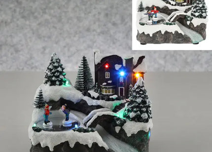 LED-Winterlandschaft mit Eisbahn/Fluss, Zauberhafte Miniatur Szene, 17x14cm TK Gruppe® Grosshandel 