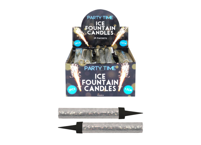 Fontäne Eis Silber, 12cm mit Spieß – Funkelndes Tischfeuerwerk für Partys TK Gruppe® Grosshandel 