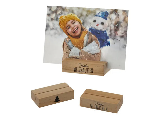 Foto Kartenhalter Weihnachten, 2er-Set, 7,6x4 cm – Festliche Tischdeko | Stilvoller Kartenhalter TK Gruppe® Grosshandel 