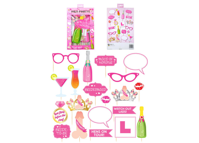 Foto-Requisiten für den Junggesellinnenabschied, verschiedene Designs mit Stab – Partyzubehör TK Gruppe® Grosshandel 