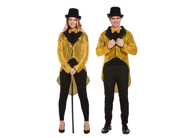 Frack für Erwachsene mit goldenen Pailletten, Unisex – Partykleidung TK Gruppe® Grosshandel 