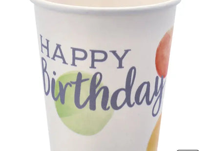 Frohe Geburtstag Pappbecher mit Punkten, 250ml, 8 Stück TK Gruppe® Grosshandel 