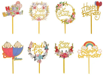 Frohe Geburtstags-Kuchendeko, Cake Topper, 8er-Set, ca. 16cm Hoch TK Gruppe® Grosshandel 