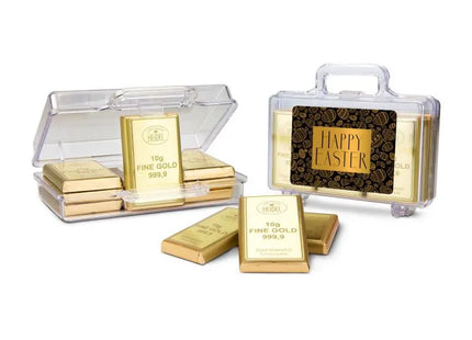 Frohe Ostern Goldkoffer mit 12 Schokoladen-Goldbarren (120 g) – Exklusives Ostergeschenk TK Gruppe® Grosshandel 