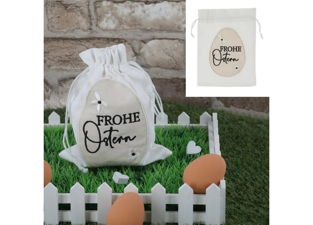 Frohe Ostern Stoffbeutel, 15x20cm – Perfekter Geschenkbeutel für den Frühling TK Gruppe® Grosshandel 