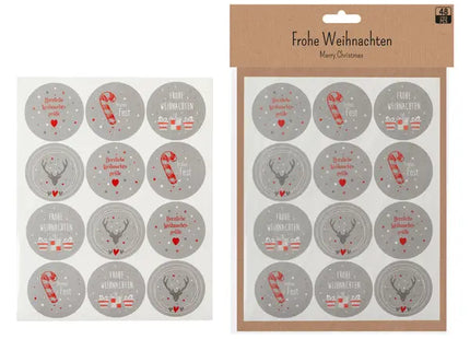 Frohes Fest Aufkleber-Kollektion, 48 Stück | Vielseitiges Weihnachtsdekor Set TK Gruppe® Grosshandel 