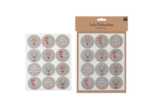 Frohes Fest Aufkleber-Kollektion, 48 Stück | Vielseitiges Weihnachtsdekor Set TK Gruppe® Grosshandel 