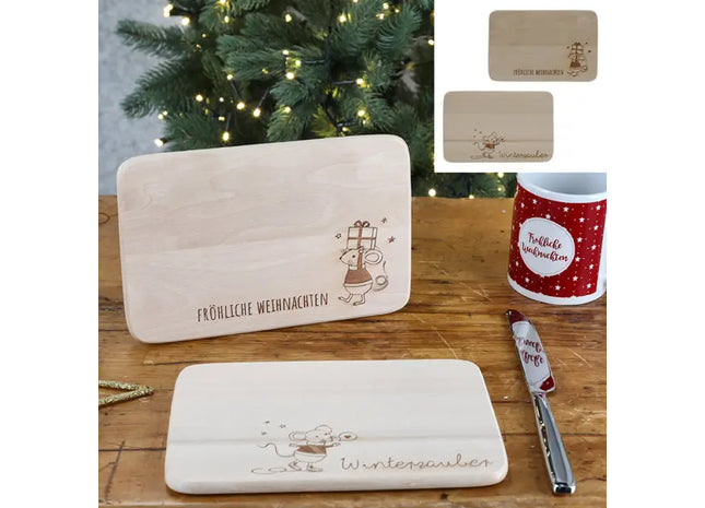 Frühstücksbrettchen-Set 'Wintermaus', 2er-Pack - Charmantes Küchenzubehör TK Gruppe® Grosshandel 