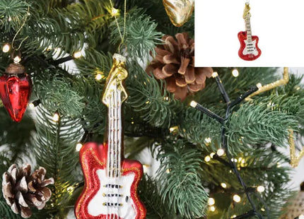 Funkelnde Glas-Gitarre Weihnachtsbaum-Anhänger, Glitzer, 15cm TK Gruppe® Grosshandel 