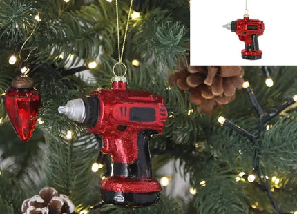 Funkelnder Glas-Bohrmaschine Weihnachtsbaum-Anhänger, 9cm Hoch TK Gruppe® Grosshandel 