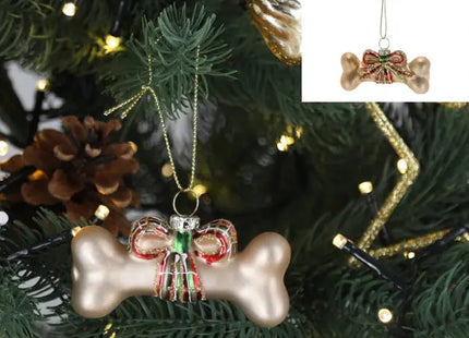 Funkelnder Glas-Knochen Weihnachtsbaum-Anhänger, Festliche Deko, 8cm TK Gruppe® Grosshandel 