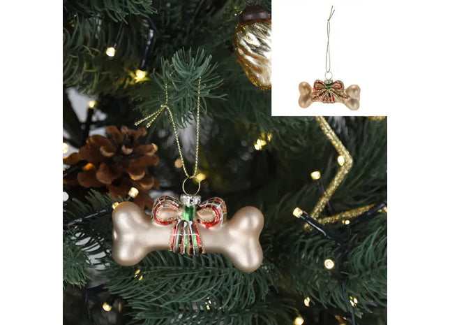 Funkelnder Glas-Knochen Weihnachtsbaum-Anhänger, Festliche Deko, 8cm TK Gruppe® Grosshandel 