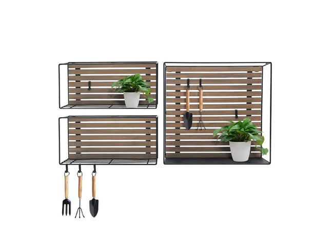 Funktionales Wandregal-Set inkl. 9 S-Haken, 3er Set – Vielseitige Aufbewahrungslösung TK Gruppe® Grosshandel 