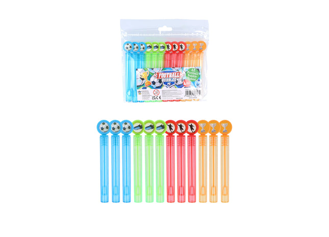 Fußball Bubble Party Tube 4ml, 10,5cm - 4 Farben Party-Seifenblasen Set TK Gruppe® Grosshandel 