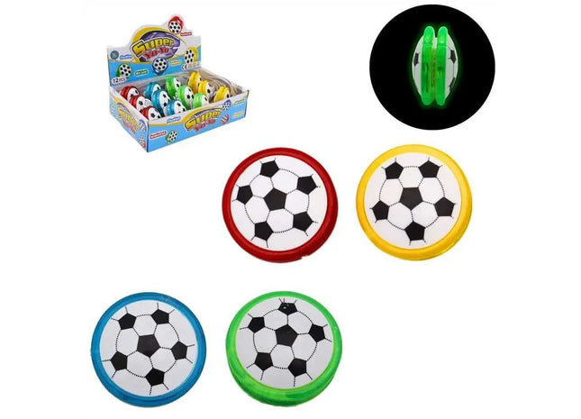 Fußball Yo-Yo Spielzeug - mit Licht, 4 Farben, für Kinder und Erwachsene, LED Yo-Yo, langlebig, batteriebetrieben, Fußball-Design, Spaß und Unterhaltung TK Gruppe® Grosshandel 