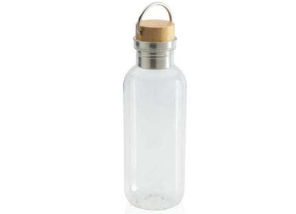 GRS rPET Flasche mit Bambusdeckel & Griff, 500ml, Durchsichtig TK Gruppe® Grosshandel 