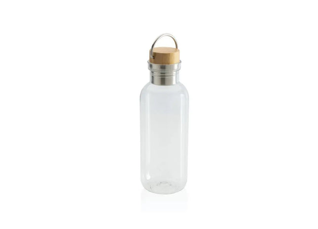 GRS rPET Flasche mit Bambusdeckel & Griff, 500ml, Durchsichtig TK Gruppe® Grosshandel 