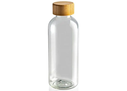 GRS rPET Wasserflasche, Transparent mit Bambusdeckel, 500ml TK Gruppe® Grosshandel 
