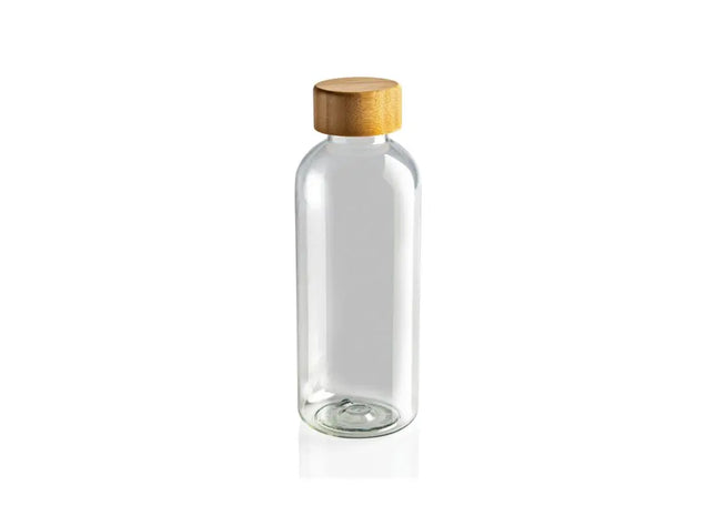 GRS rPET Wasserflasche, Transparent mit Bambusdeckel, 500ml TK Gruppe® Grosshandel 