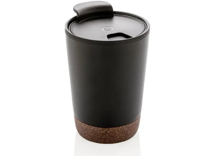 GRS rPP Edelstahl-Kaffeebecher mit Korkbasis in Schwarz – Stilvoll & Nachhaltig TK Gruppe® Grosshandel 