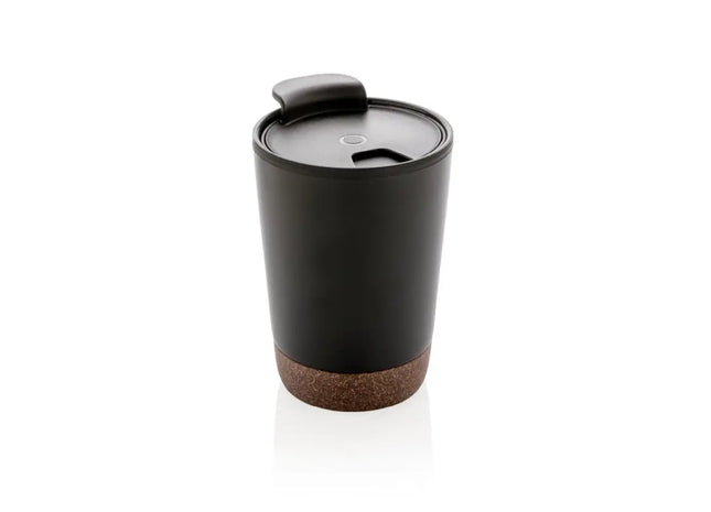 GRS rPP Edelstahl-Kaffeebecher mit Korkbasis in Schwarz – Stilvoll & Nachhaltig TK Gruppe® Grosshandel 