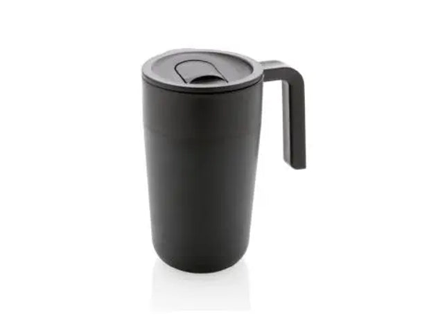 GRS-zertifizierte PP und Edelstahl-Tasse mit Griff, Schwarz TK Gruppe® Grosshandel 