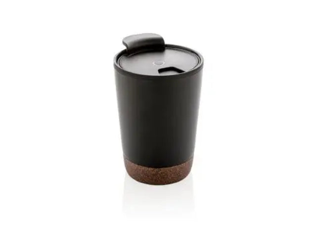 GRS-zertifizierter rPP Kaffeebecher mit Kork, Schwarz TK Gruppe® Grosshandel 