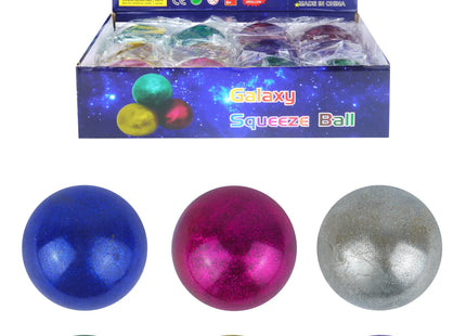 Galaxy Squeeze Ball 7 cm, verschiedene Farben, 6er-Pack, Spielzeug zum Stressabbau für Kinder und Erwachsene TK Gruppe® Grosshandel 