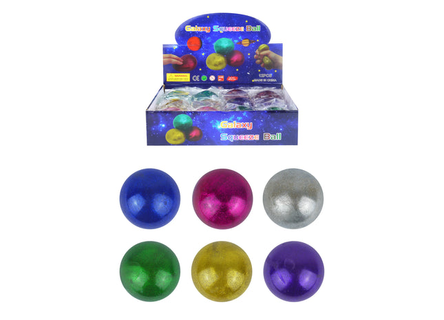 Galaxy Squeeze Ball 7 cm, verschiedene Farben, 6er-Pack, Spielzeug zum Stressabbau für Kinder und Erwachsene TK Gruppe® Grosshandel 
