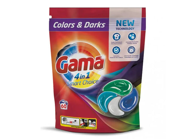 Gama 4in1 Waschmittel-Pods Farbe, 60 Waschgänge - Intensive Farbschutzreinigung TK Gruppe® Grosshandel 