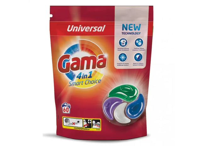 Gama Universal 4in1 Pods, 60 Waschladungen – Effektive Reinigungs-Tabs für Alle Textilien TK Gruppe® Grosshandel 