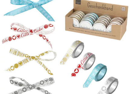 Ganzjahres-Geschenkband-Set, 4 Varianten, 1cm x 5m - Ideal für Jedes Fest TK Gruppe® Grosshandel 