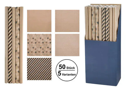 Ganzjahres-Natur-Geschenkpapier, 70x200cm, 5 Rollen - Vielseitige Verpackung TK Gruppe® Grosshandel 