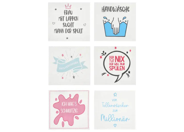 Ganzjahres Schwammtücher, 6er-Pack, Bedruckt, 17cm x 14cm, Vielseitig Einsetzbar TK Gruppe® Grosshandel 