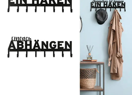 Garderobenleiste mit Spruch, 2er-Set, 70 cm breit – Wandgarderobe | Stilvolle Hakenleiste TK Gruppe® Grosshandel 