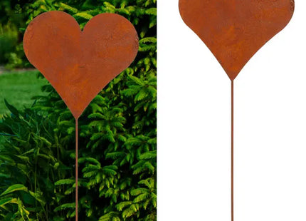 Gartenstecker Herz rostig, mittelgroß, 42cm Höhe, dekorative Gartenskulptur TK Gruppe® Grosshandel 