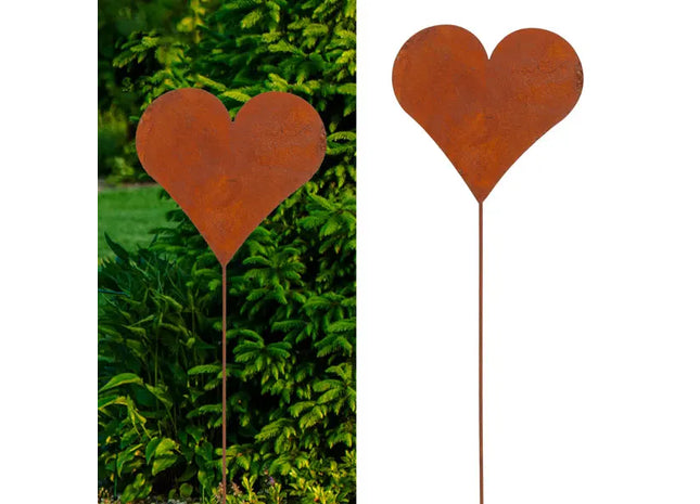 Gartenstecker Herz rostig, mittelgroß, 42cm Höhe, dekorative Gartenskulptur TK Gruppe® Grosshandel 