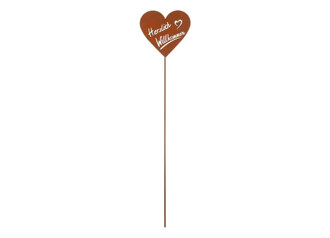 Gartenstecker Herz, rostig, Willkommen, ca. 42cm hoch – Charmante Gartendeko TK Gruppe® Grosshandel 