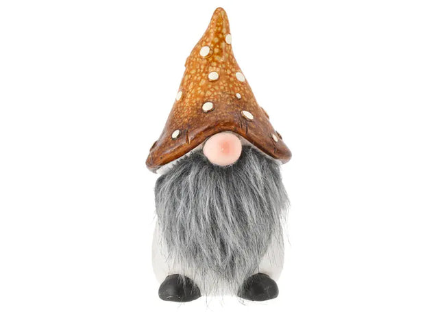 Gartenzwerg mit grauem Bart, Charmante Figur, 22 cm Höhe TK Gruppe® Grosshandel 