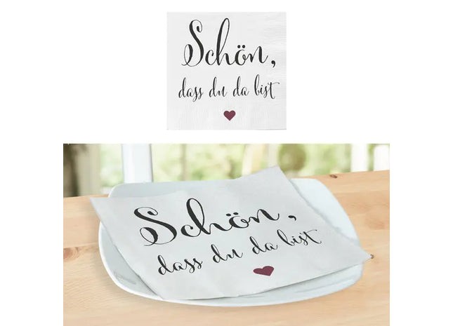 Gastfreundliche Servietten Schön, dass du da bist - 20er Pack TK Gruppe® Grosshandel 