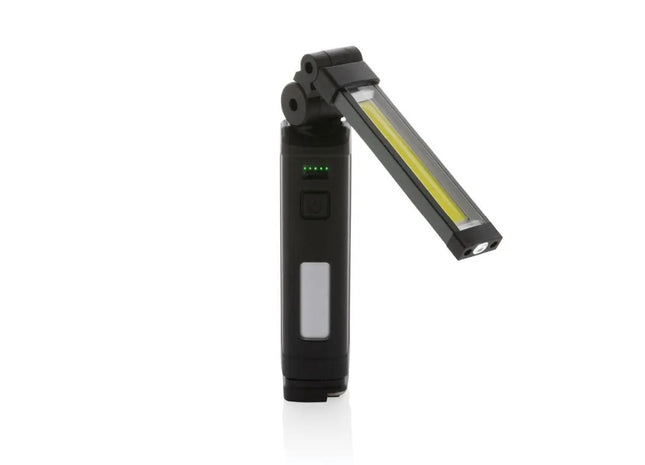 Gear X wiederaufladbare USB-Arbeitsleuchte aus recyceltem RCS-ABS - Schwarz, nachhaltig und leistungsstark TK Gruppe® Grosshandel 