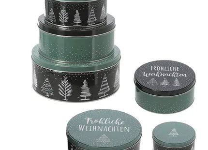 Gebäckdose Fröhliche Weihnachten 3er Set - Runde Keksdosen im Weihnachtsdesign - Festliche Aufbewahrung TK Gruppe® Grosshandel 