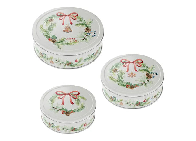 Gebäckdose Nostalgie 3er Set - Runde Vintage Keksdosen - Klassische Aufbewahrungslösung TK Gruppe® Grosshandel 