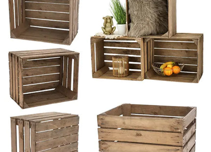Gebrauchte Holz-Obstkiste, Naturbelassen, Rustikale Lagerlösung, Vintage-Stil TK Gruppe® Grosshandel 