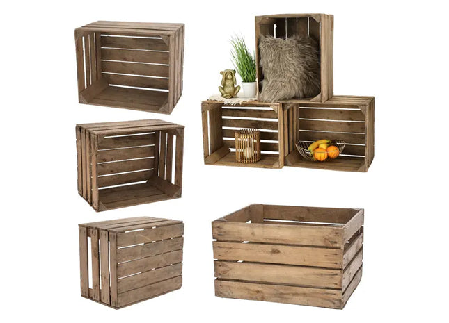 Gebrauchte Holz-Obstkiste, Naturbelassen, Rustikale Lagerlösung, Vintage-Stil TK Gruppe® Grosshandel 